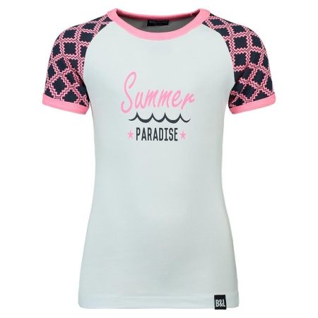Billy & Lilly Shortsleeve Gwenn White - square neon pink