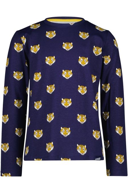 Louder! longsleeve Joost midnight blue aop tiger