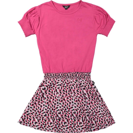 Little Miss Juliette jurk MUL pink leopard boven pink (45-2125)