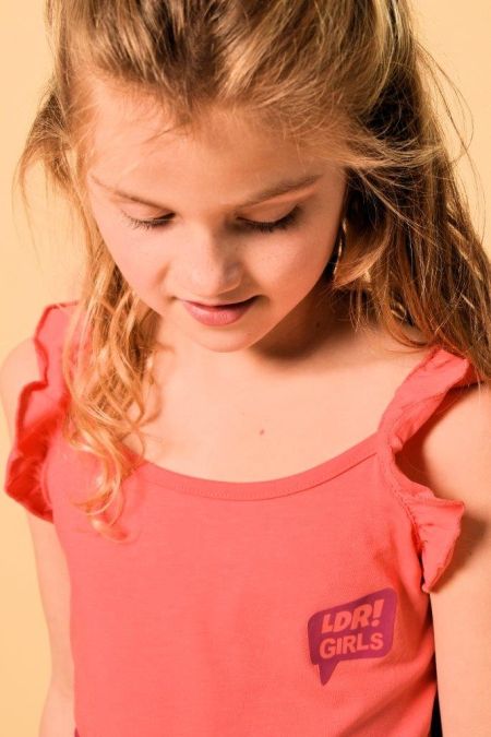 Louder! lange jurk Masha coral funky flowers