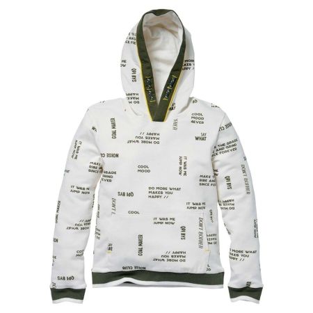 Quapi hoodie Kees aop off white tekst