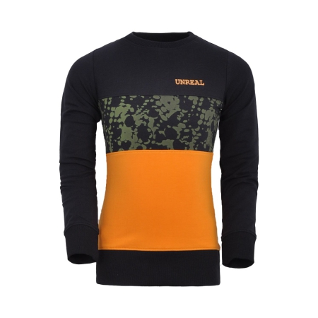 Unrealba6 sweater green black oranje (21W-020)