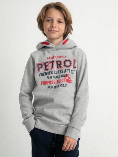 Petrol hoodie print light grey melee (SWH351-9038)