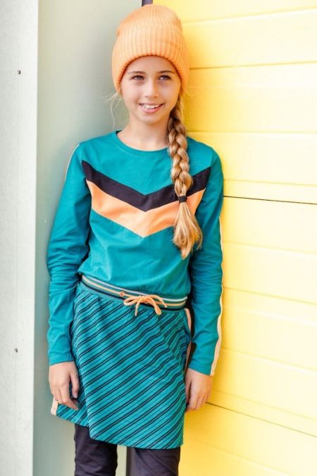 Louder! jurk Lindy lake green stripes