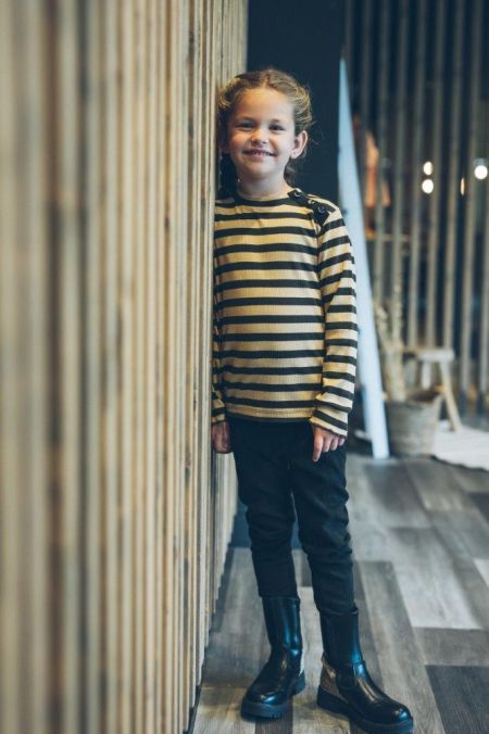 Vinrose rib longsleeve incense zwart gestreept (GW22LS035)