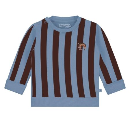 Smitten Organic sweater embroidered rainbow blauw gestreept (520231-0708)