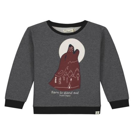 Smitten Organic sweater grey melange born to stand wolf (521222-1881)