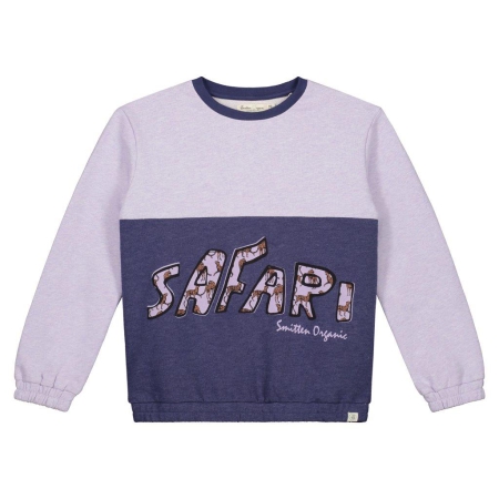 Smitten Organic sweater Safari purple and blue color block (522220-0467)