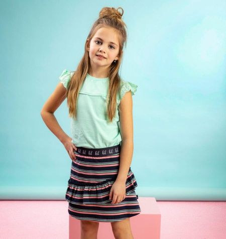 Billy & Lilly rok Loes multi stripe pink opal navy
