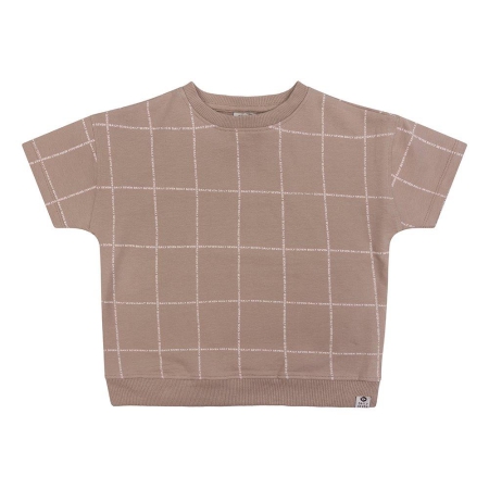 Daily7 sweater oversized D7 short sleeve dusty taupe geruit (D7B-S23-4527)