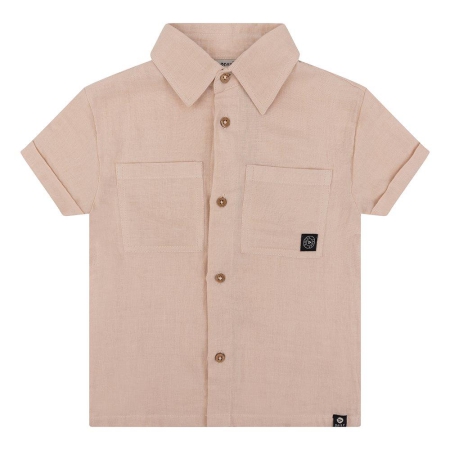 Daily7 shirt short sleeve linen look light khaki (D7B-S23-5551)