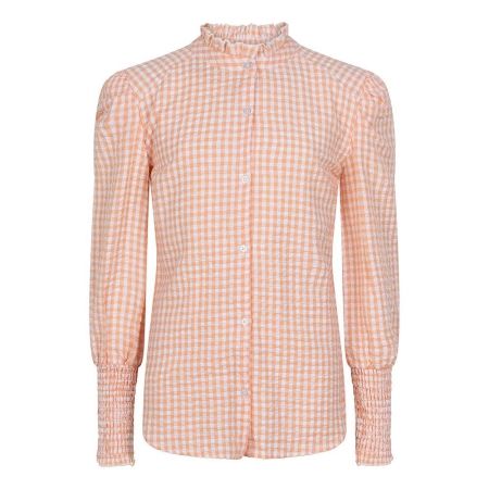 Indian Blue Jeans shirt longsleeve small check coral peach (IBGS23-5108)