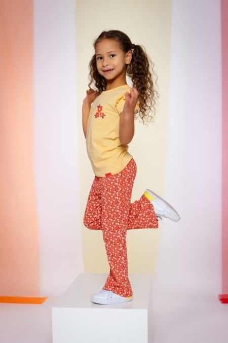 Louder! flared broek Jessie paprika flowers