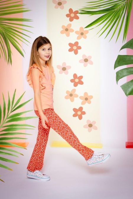 Louder! flared broek Jessie paprika flowers