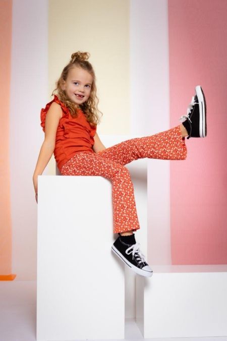 Louder! flared broek Jessie paprika flowers