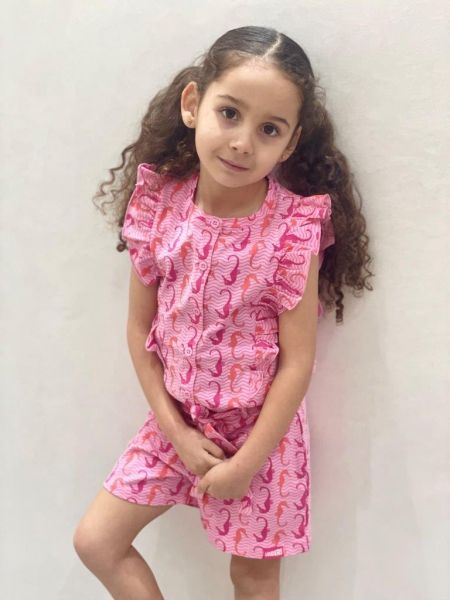 Louder! jumpsuit Kitty pink seahorses