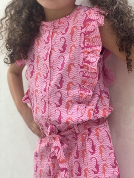Louder! jumpsuit Kitty pink seahorses