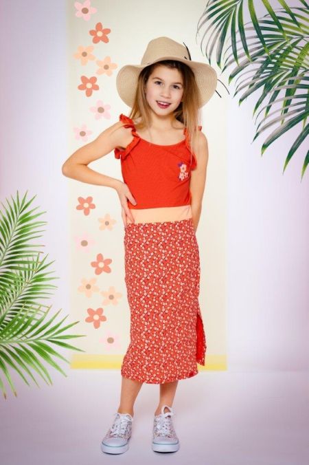 Louder! lange jurk Masha paprika flowers 