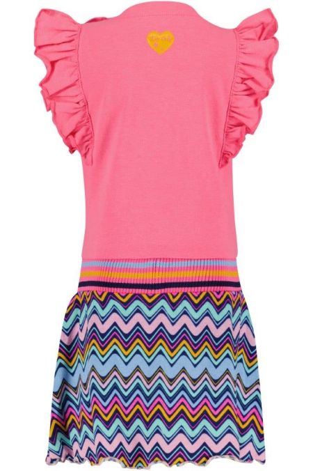 4President jurk Celin neon pink zigzag aop pink