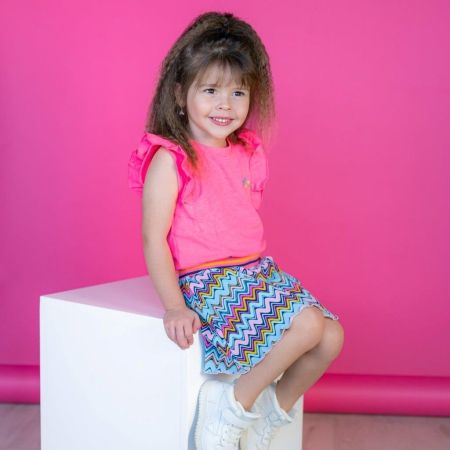 4President jurk Celin neon pink zigzag aop pink