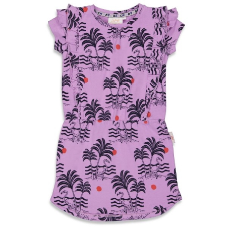 Jubel jurk violet palmbomen flamingo's (91400347)