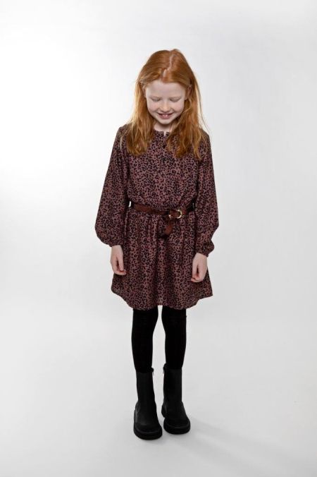 No Way Monday jurk purple leopard (U44091)