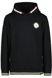 Louder! hoodie Felien black (acherkant bloemen)