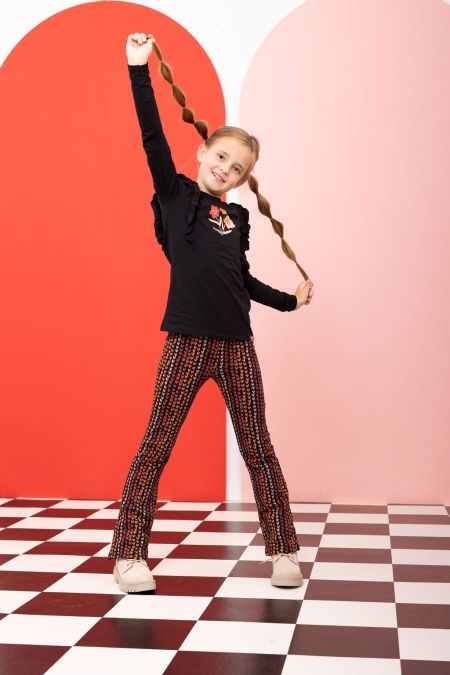 Louder! flared broek Jessie grunge hearts aop