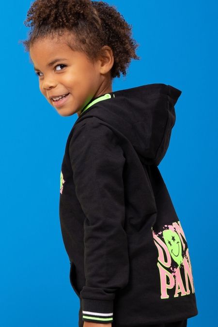 Louder! hoodie Minthe black (achterkant don't panic)