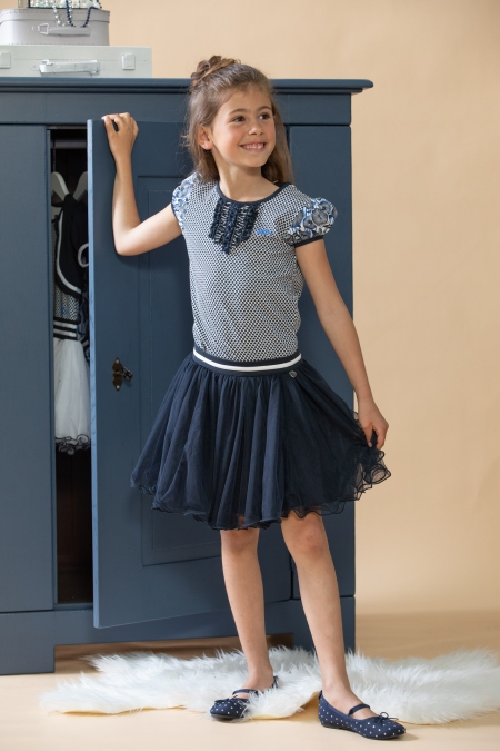 Lofff t-shirt Blanche blue print (A23-176)