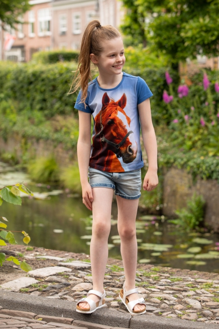 Lovestation22 t-shirt Vivian blue paard (A23-229)