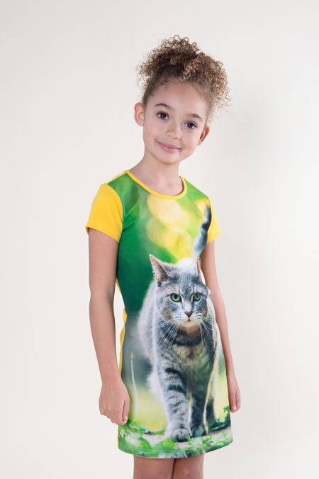 Lovestation22 jurk Gloriana yellow kat (A23-281)