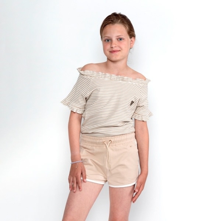 No Way Monday shirt off white gestreept (T46052)