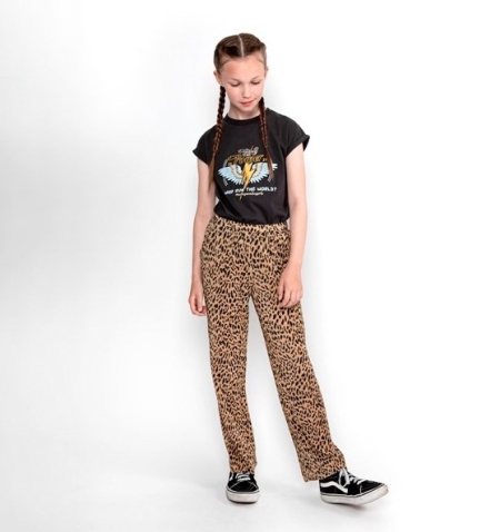 No Way Monday broek camel print (T46085)