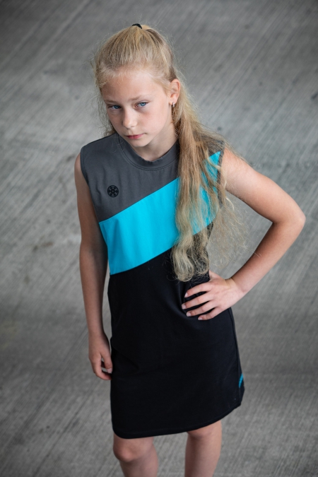 Unrealba6 jurk Laura neon blue (A23-711)