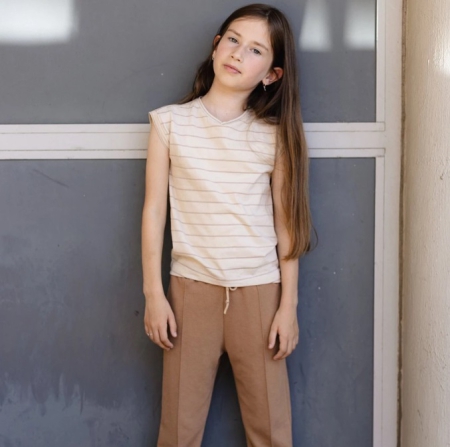 Levv top Delphi aop creme stripe