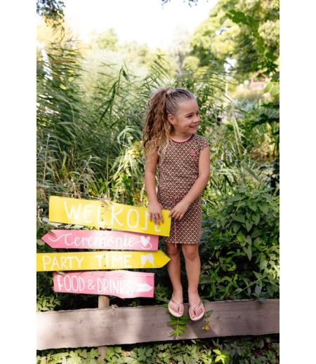 Quapi jurk Tabita aop camel retro