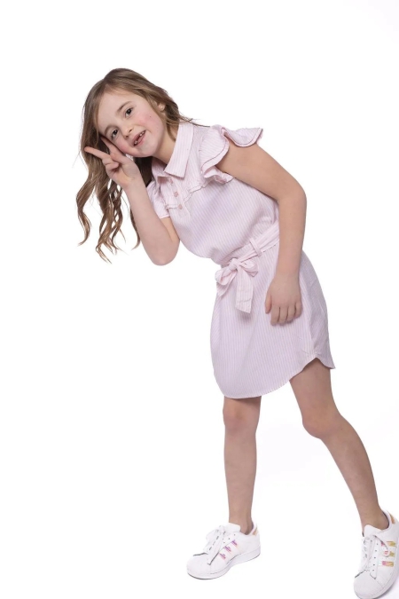 Vinrose jurk pot pouri gestreept (VGS23DR036)