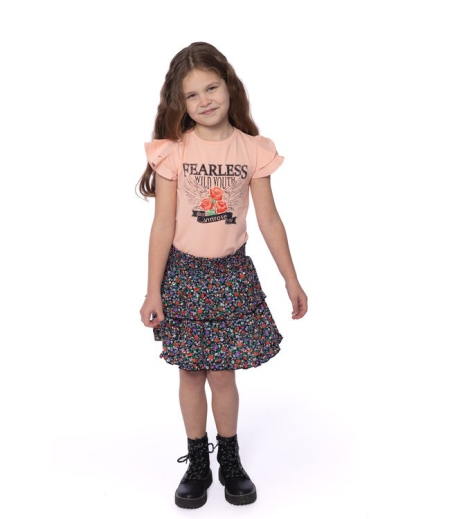 Vinrose rok black bloemen (VGS23SK015)