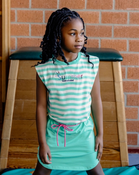 Billy & Lilly jurk Pippa electric green stripe wave print
