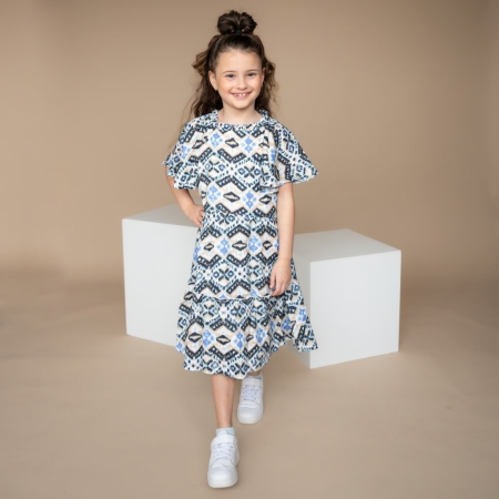 Vinrose jurk Oyster gray print (VGS24DR014)