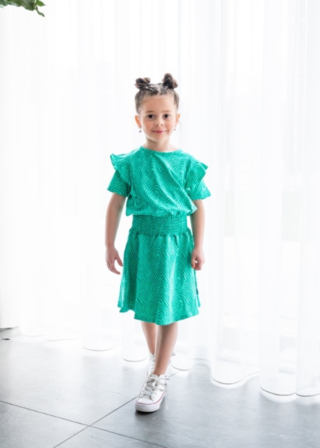 Vinrose jurk deep green print (VGS24DR028)