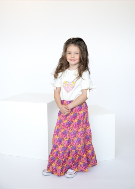 Vinrose rok raspberry rose print (VGS24SK040)