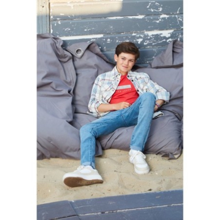 Indian Blue Jeans shirt jacket check frosty blue (IBBS24-5503)