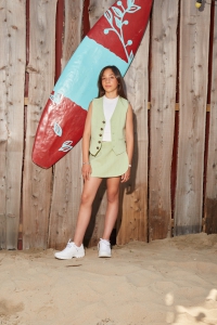 Indian Blue Jeans gilet pinstripe light pastel green (IBGSS24-1042)