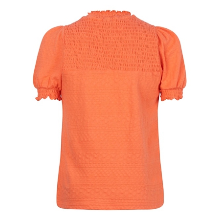 Indian Blue Jeans smocked t-shirt bright coral (IBGSS24-3155)