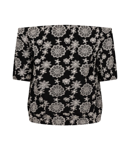 Indian Blue Jeans flower embroidery shirt black (IBGSS24-5135)