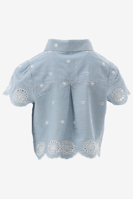 Indian Blue Jeans stripe embroidery shirt light blue (IBGSS24-5179)