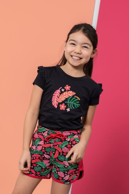 Louder! shirt Nora black jungle leaves