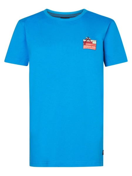 Petrol t-shirt classic print dark aqua borstlogo (B-1050-TSR109-5044)
